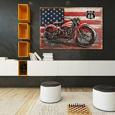 2 Wheels Iron Wooden Wall Art