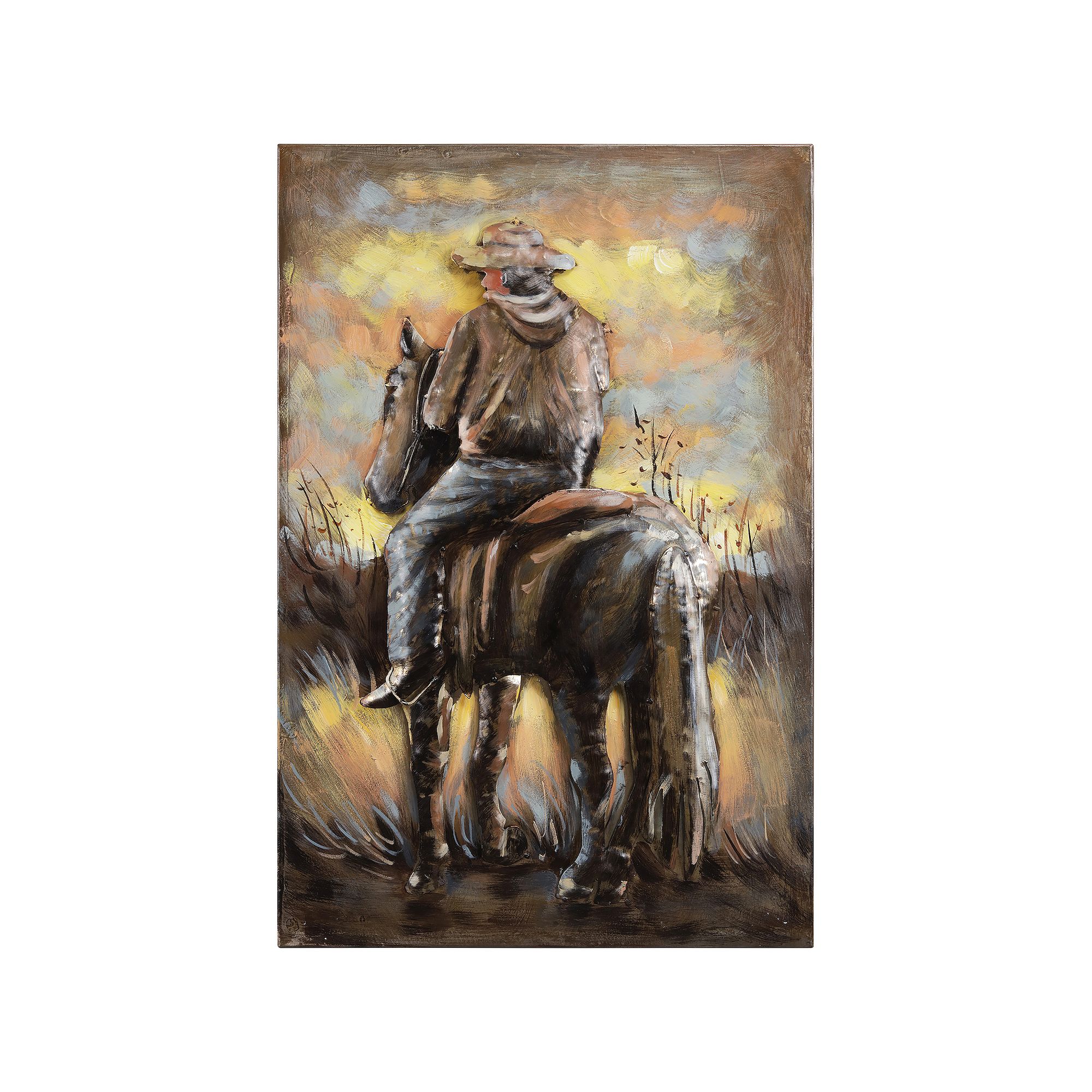 Cowboy Mixed Media Iron Dimensional Wall Art, Brown