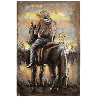 Cowboy Mixed Media Iron Dimensional Wall Art