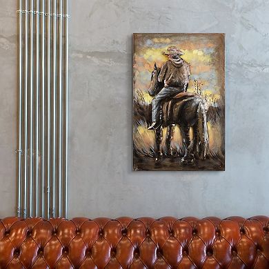 Cowboy Mixed Media Iron Dimensional Wall Art