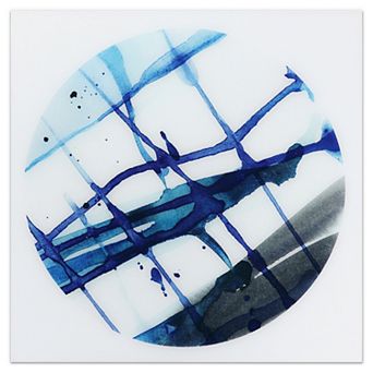 Empire Art Direct Blue Stripes 2 Glass Wall Art
