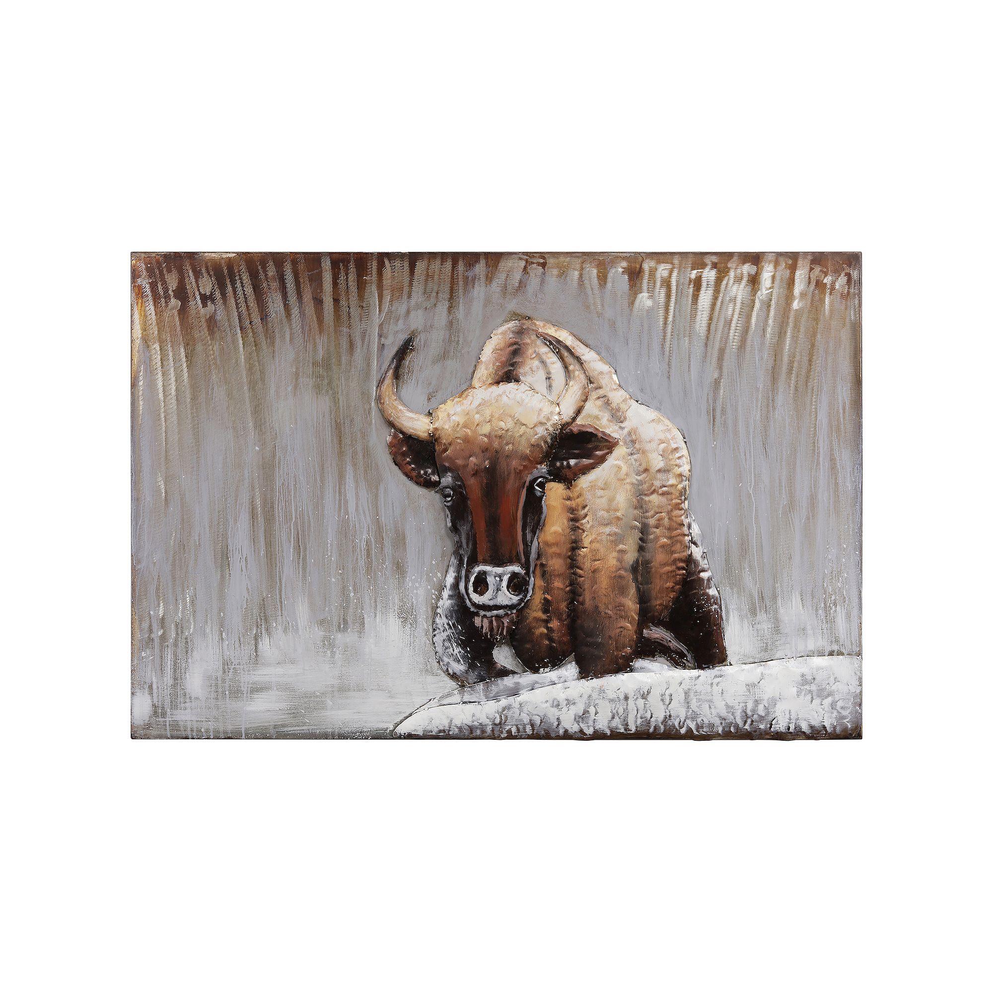 Buffalo Mixed Media Iron Dimensional Wall Art, Multi