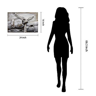 Retro Airplane 3 Mixed Media Iron Dimensional Wall Art