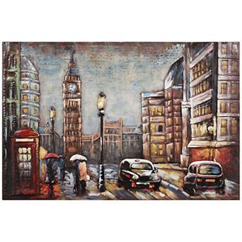 City Street Mixed Media Iron Dimensional Wall Art