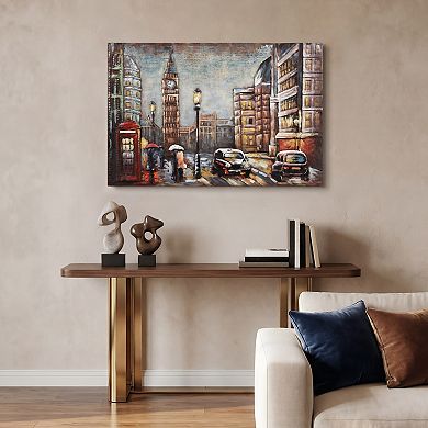 City Street Mixed Media Iron Dimensional Wall Art