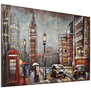 City Street Mixed Media Iron Dimensional Wall Art