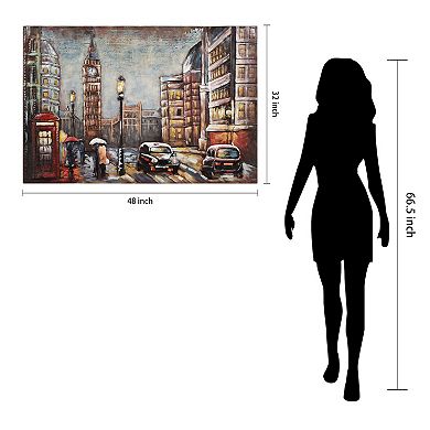 City Street Mixed Media Iron Dimensional Wall Art