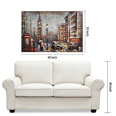 City Street Mixed Media Iron Dimensional Wall Art