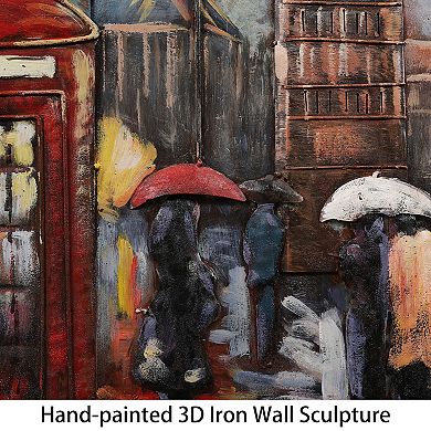 City Street Mixed Media Iron Dimensional Wall Art