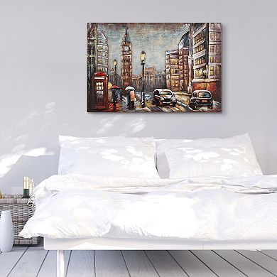 City Street Mixed Media Iron Dimensional Wall Art