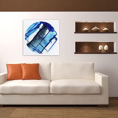 Empire Art Direct Blue Stripes 1 Glass Wall Art
