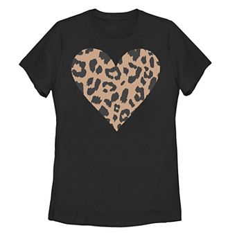 Juniors' Leopard-Print Heart Tee