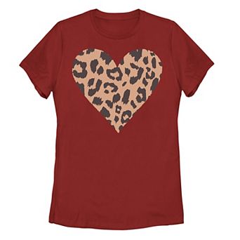 Juniors' Leopard-Print Heart Tee
