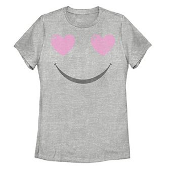Juniors' Smiley Face Heart Eyes Tee