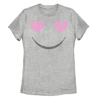 Juniors' Smiley Face Heart Eyes Tee
