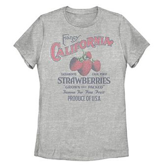 Juniors' Fancy California Strawberries Poster Tee