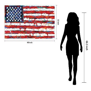 Empire Art Direct Dramatic Stars & Stripes Flag Glass Wall Art