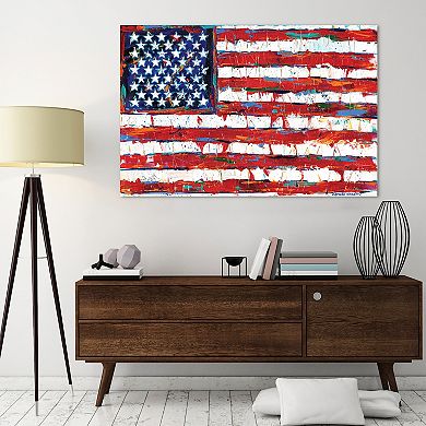 Empire Art Direct Dramatic Stars & Stripes Flag Glass Wall Art