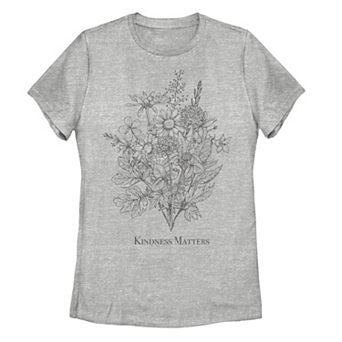 Juniors' Kindness Matters Floral Tee