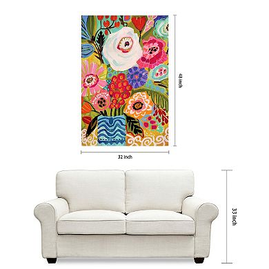 Empire Art Direct Fresh Flowers in Vase II Glass Wall Art