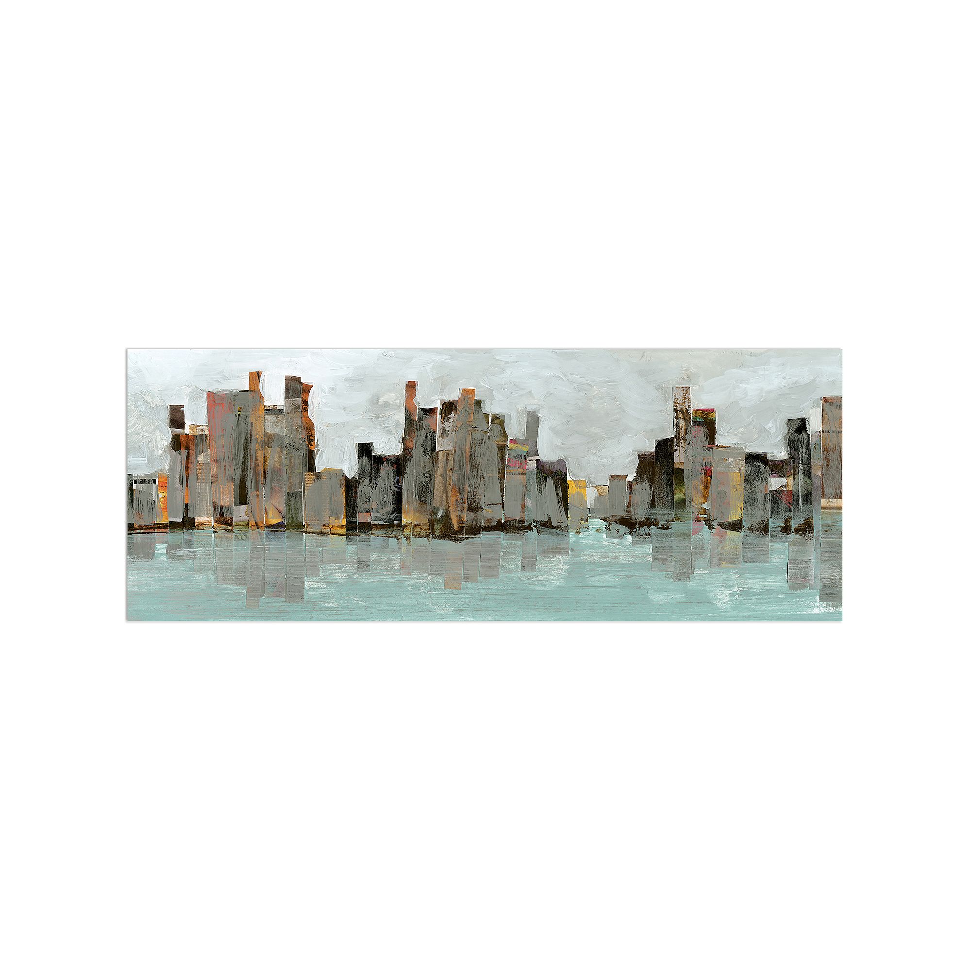 Second City Abstract Chicago Skyline Frameless Free Floating Tempered Glass