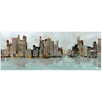 Second City Abstract Chicago Skyline Frameless Free Floating Tempered Glass Panel Graphic Wall Art