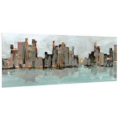 Second City Abstract Chicago Skyline Frameless Free Floating Tempered Glass Panel Graphic Wall Art