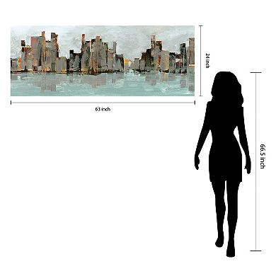 Second City Abstract Chicago Skyline Frameless Free Floating Tempered Glass Panel Graphic Wall Art