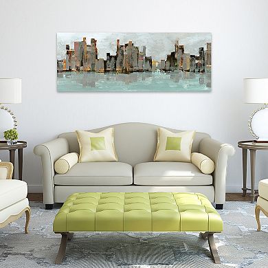 Second City Abstract Chicago Skyline Frameless Free Floating Tempered Glass Panel Graphic Wall Art