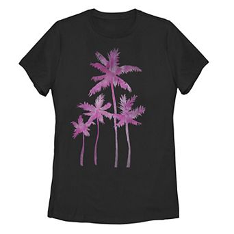 Juniors' Trendy Pink Palm Trees Tee