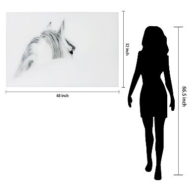 Blanco Mare Horse Frameless Free Floating Tempered Glass Panel Graphic Wall Art