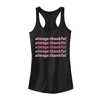 Juniors' Trendy Always Thankful Word Stack Tank Top
