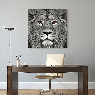 King of the Jungle Lion Frameless Free Floating Tempered Glass Panel Graphic Wall Art