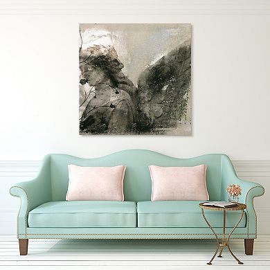 New Orleans Angel Sculpture Frameless Free Floating Tempered Glass Panel Graphic Wall Art