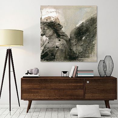 New Orleans Angel Sculpture Frameless Free Floating Tempered Glass Panel Graphic Wall Art