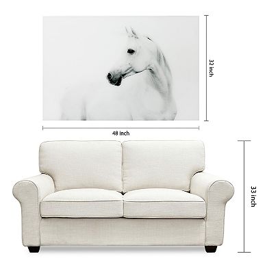 Blanco Stallion Horse Frameless Free Floating Tempered Glass Panel Graphic Wall Art