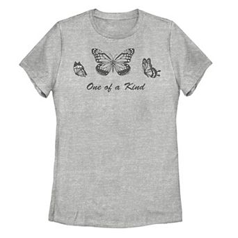 Juniors' Trendy "One Of A Kind" Flying Butterflies Tee