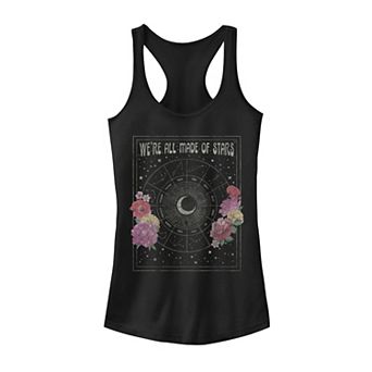 Juniors' Trendy "We're All Made Of Stars" Zodiac Floral Circle Tank Top