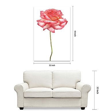 Empire Art Direct Pink Rose White Glass Wall Art