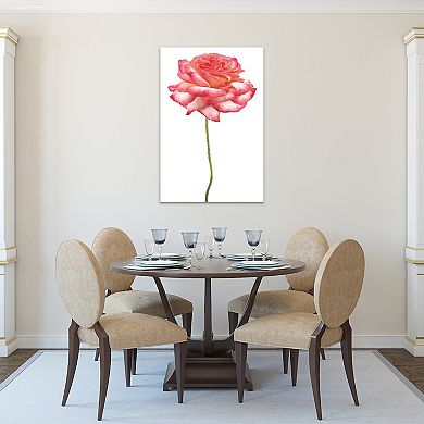 Empire Art Direct Pink Rose White Glass Wall Art