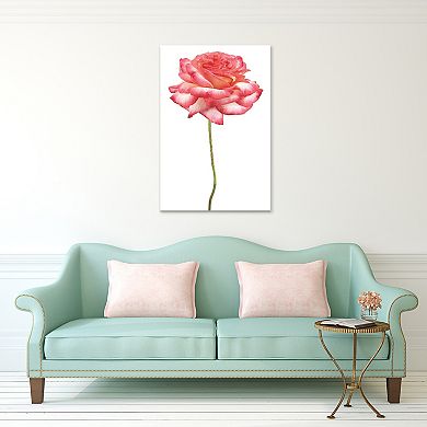 Empire Art Direct Pink Rose White Glass Wall Art