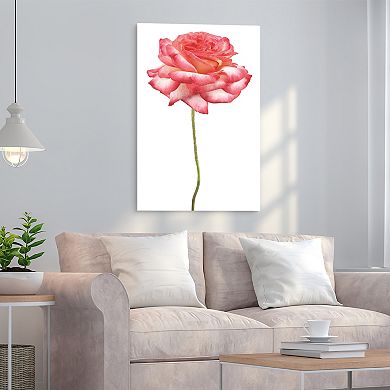 Empire Art Direct Pink Rose White Glass Wall Art