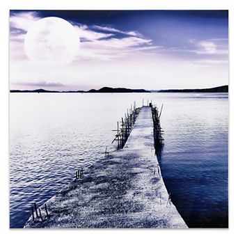 Empire Art Direct Pier Moon Rising Glass Wall Art