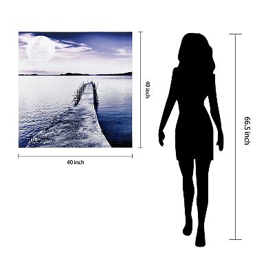 Empire Art Direct Pier Moon Rising Glass Wall Art