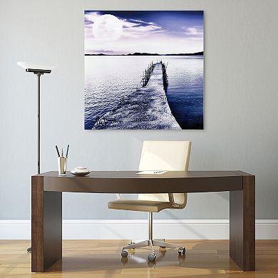 Empire Art Direct Pier Moon Rising Glass Wall Art