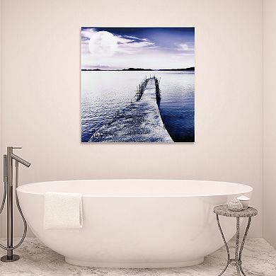 Empire Art Direct Pier Moon Rising Glass Wall Art