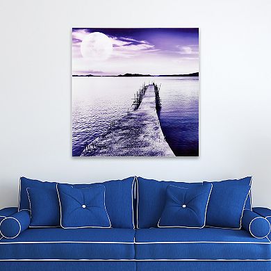 Empire Art Direct Pier Moon Rising Glass Wall Art