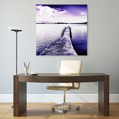 Empire Art Direct Pier Moon Rising Glass Wall Art