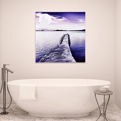 Empire Art Direct Pier Moon Rising Glass Wall Art