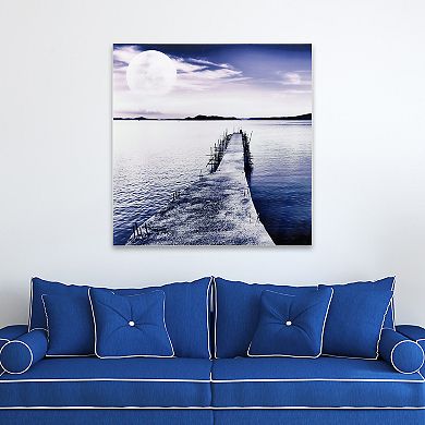 Empire Art Direct Pier Moon Rising Glass Wall Art